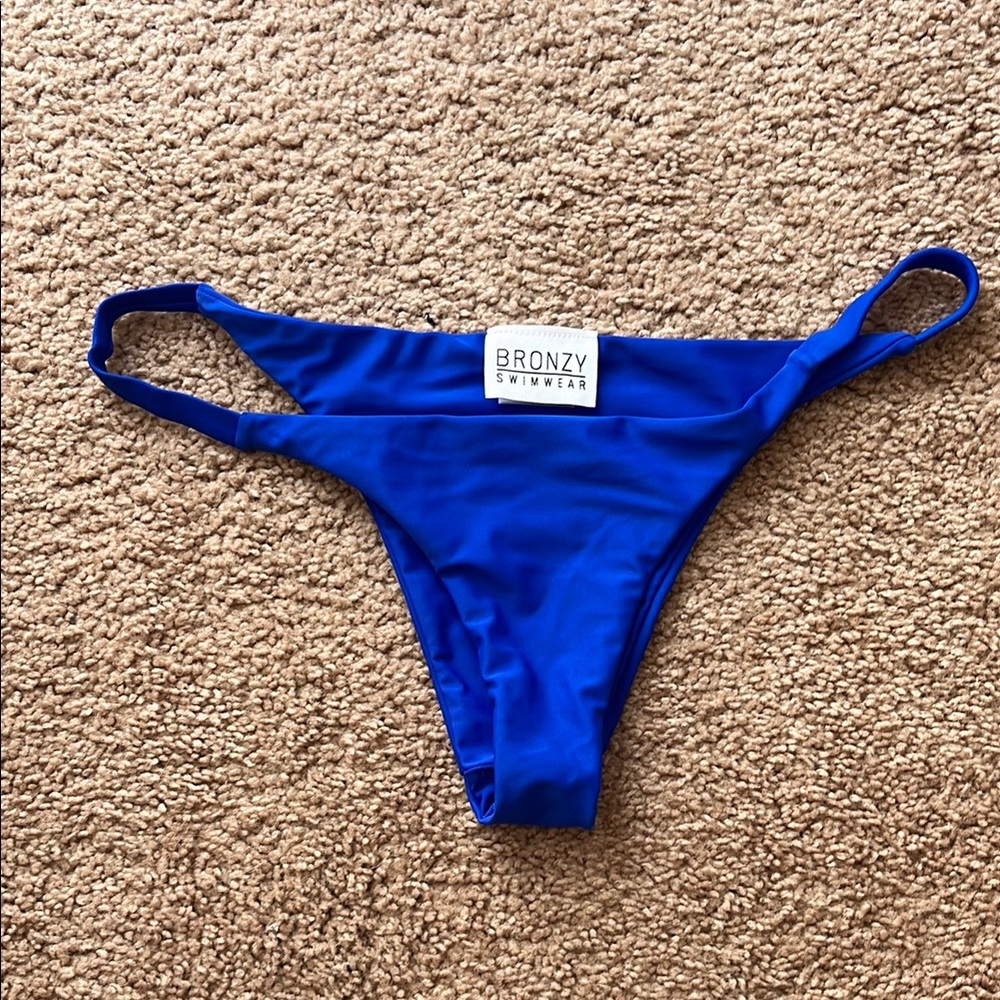 Bronzy Swimwear Blue Bikini cheeky Bottom, size 10